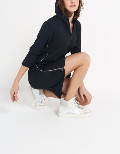 I.Code navy knit hooded dress with side zips - I.CODE