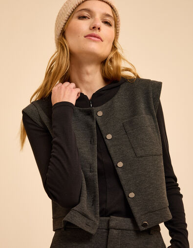 Top sans manches gris maille faux-uni I.Code