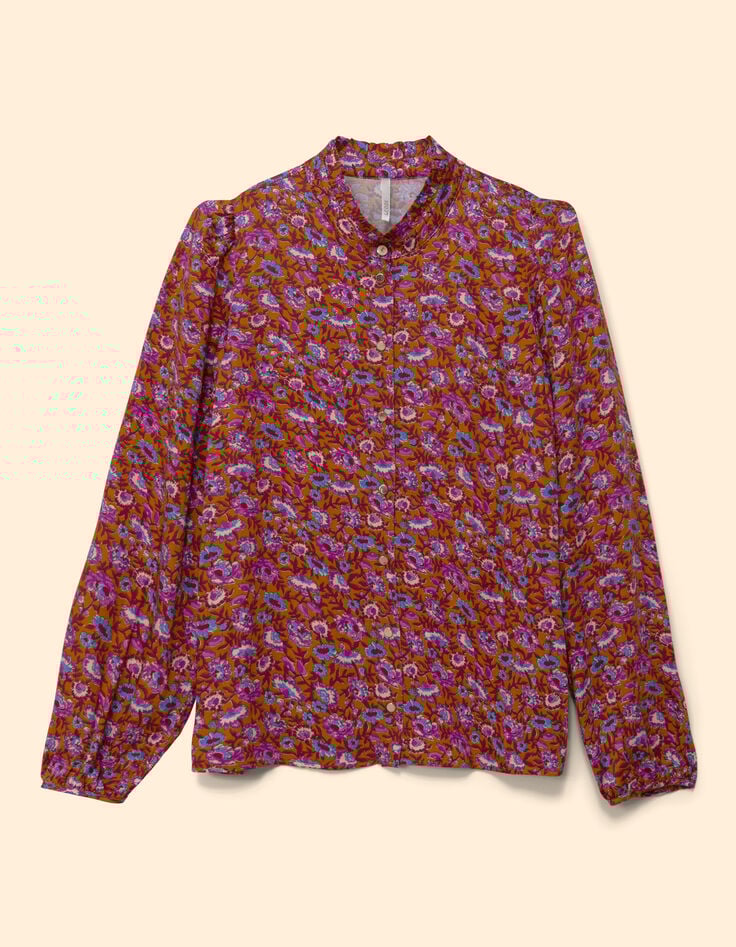 I.Code camel blouse with anemone print-7 I.Code camel blouse with anemone print-7