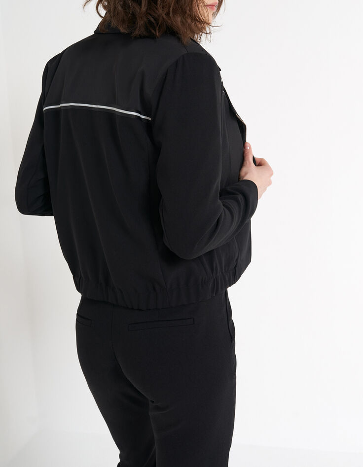Veste noire esprit motard en crêpe I.Code-4 Veste noire esprit motard en crêpe I.Code-4