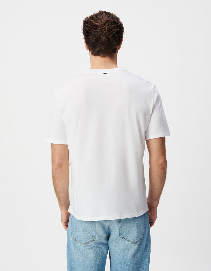 Camiseta con mensaje flocado de terciopelo blanco-4