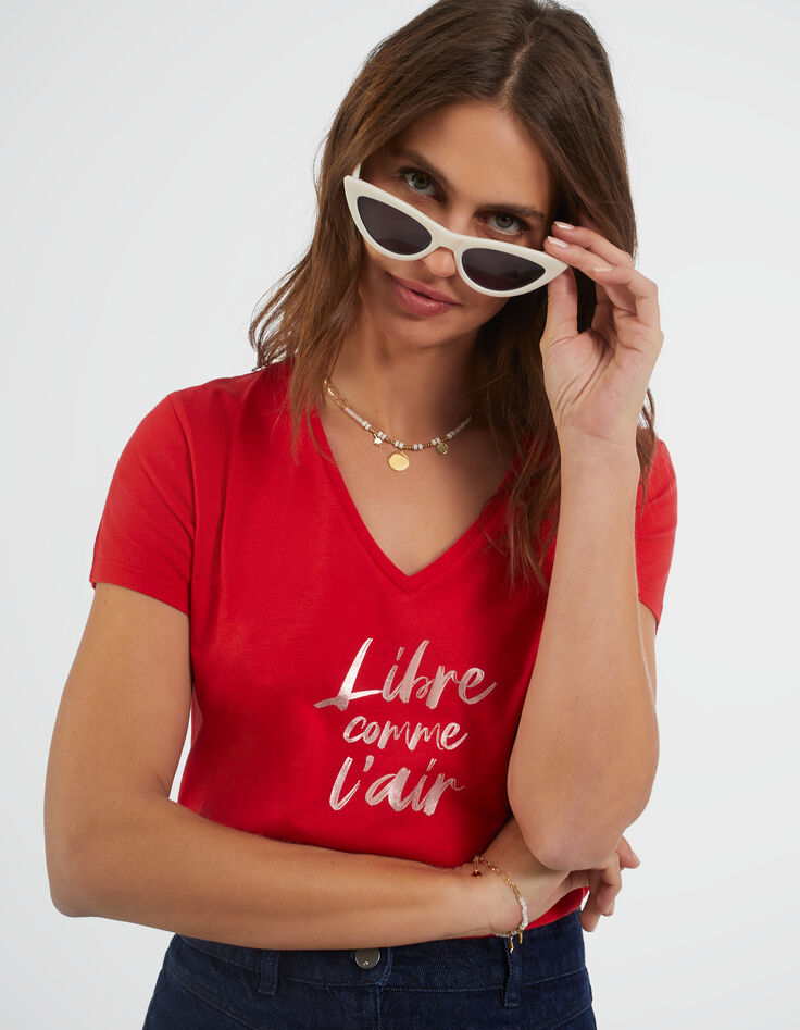 Camiseta cereza mensaje metalizado I.Code-10