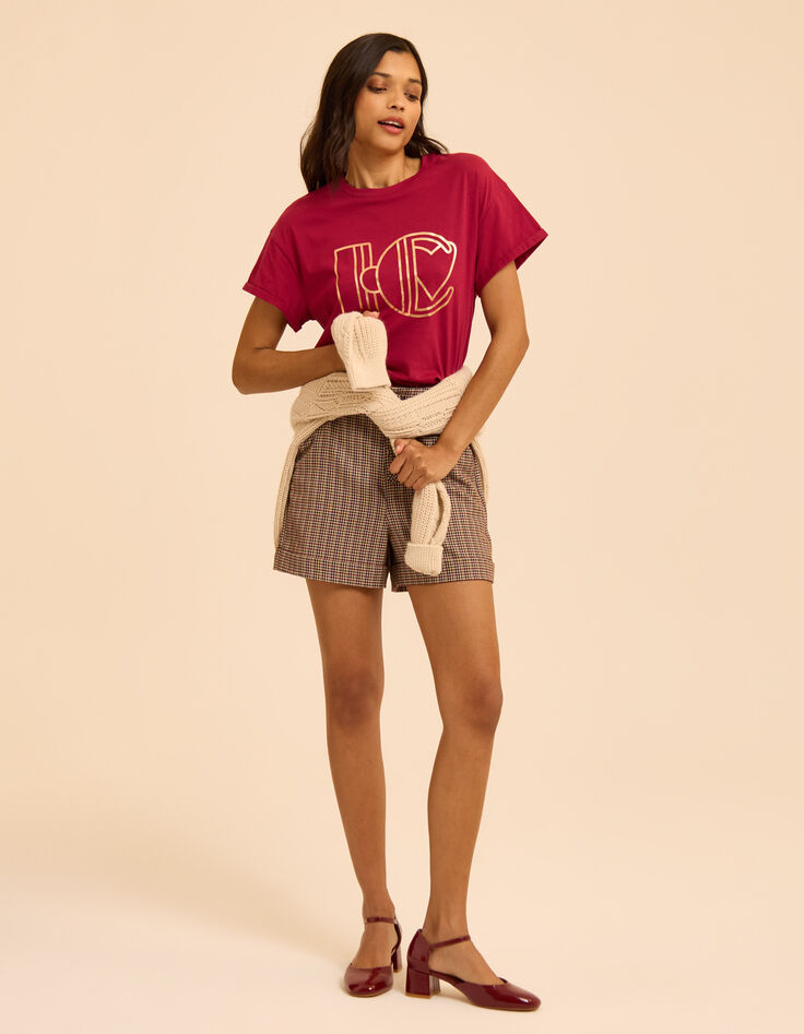 Short beige motif pied-de-puce I.Code-3