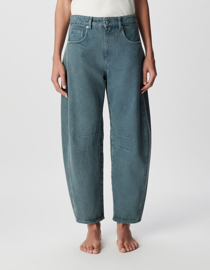 Damen 7/8 Gabrielle blau Barrel Jeans-3