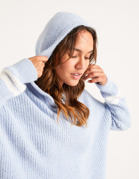 I.Code ice blue knit hooded sweater