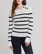 Cremefarbener Damen-Matrosenstrickpullover Ankerkn&ouml;pfe-2