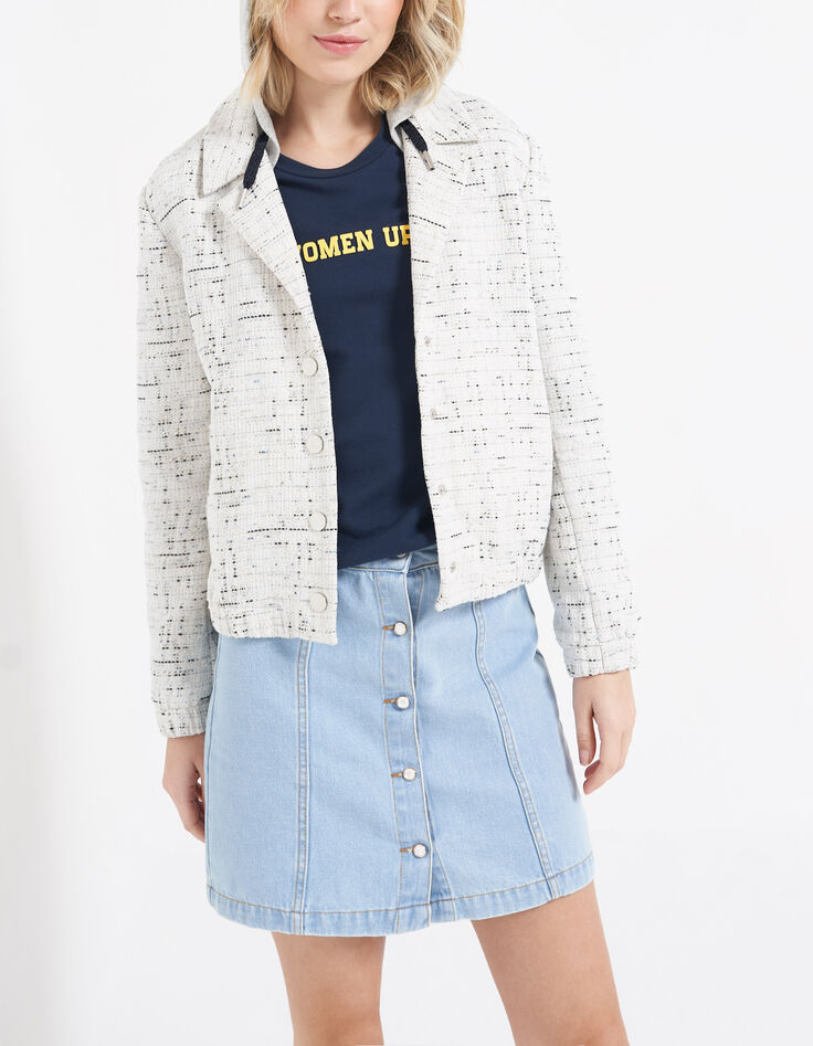 Veste écrue en tweed fantaisie I.Code-1