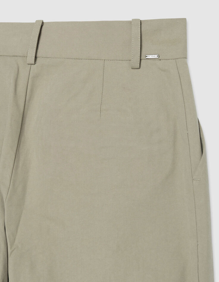 Khakifarbene Damen Ballonhose mit Abn&auml;hern-8