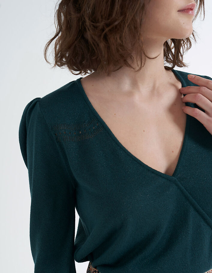 I.Code sea green knit wrap-style sweater - I.CODE