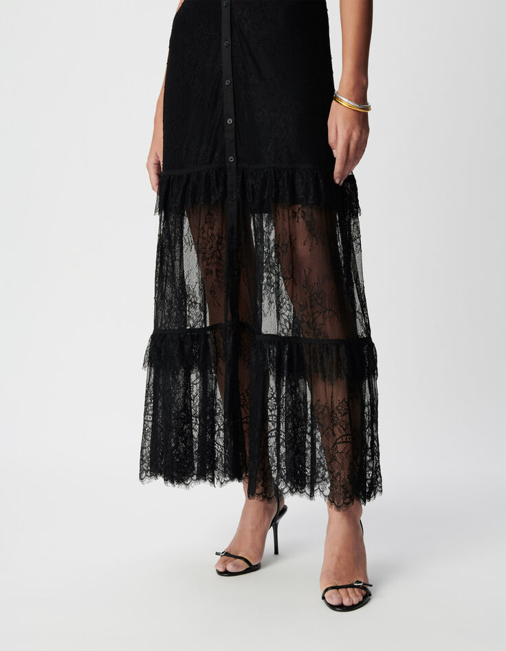 Schwarzes Maxikleid aus Spitze f&uuml;r Damen-3
