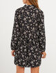 Zwarte hemdjurk winterse bloemenprint I.Code-2