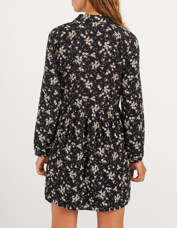 I.Code black winter floral print shirt dress - I.CODE