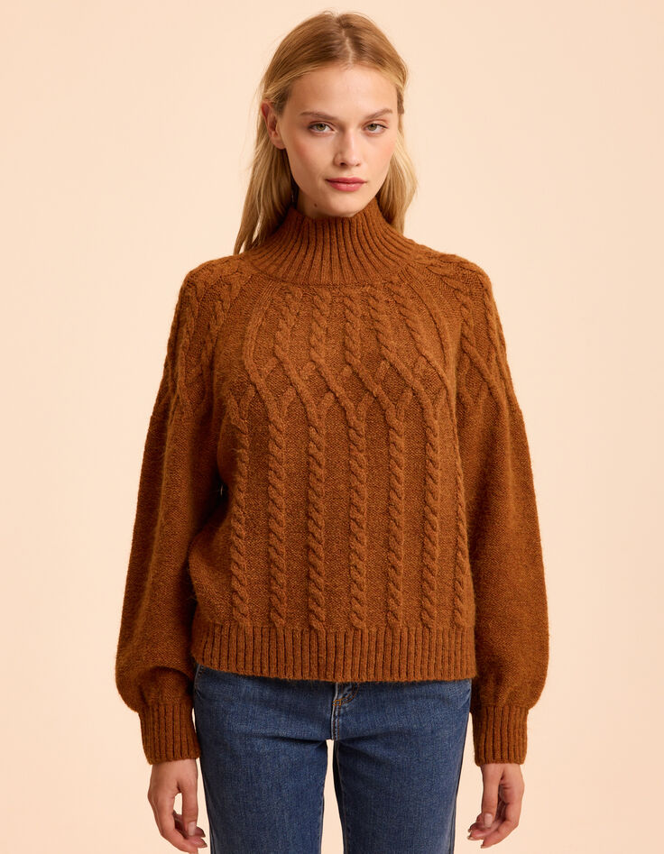 I.Code camel cable knit sweater-2