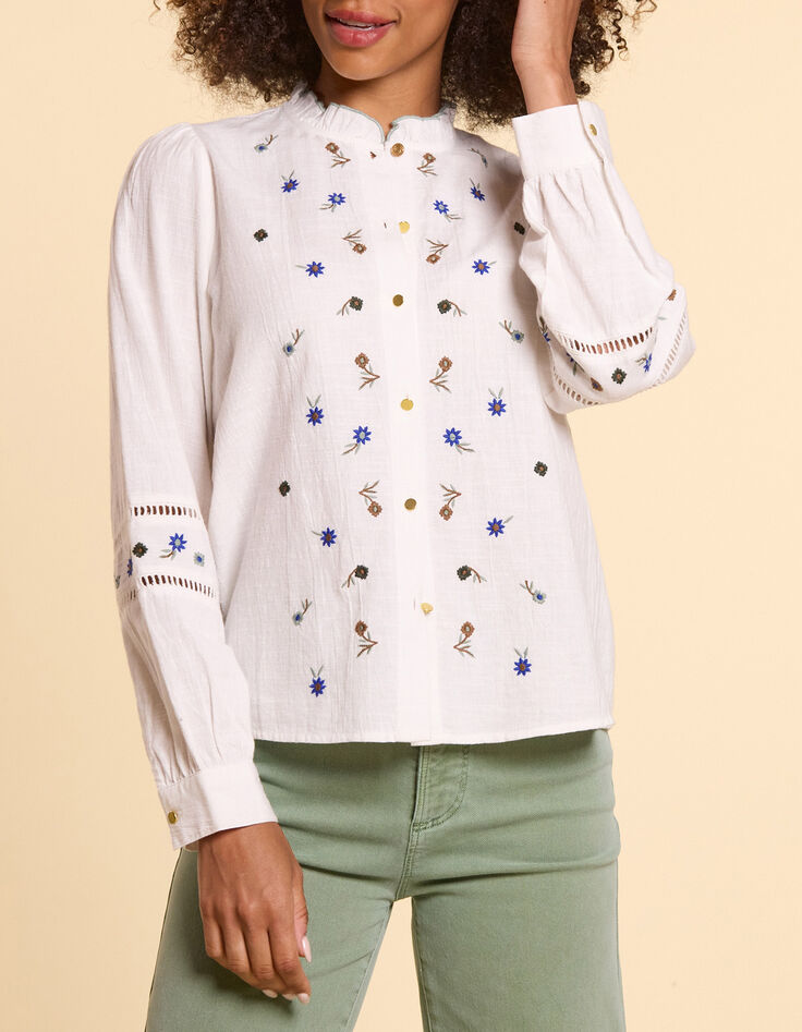 Camisa blanco roto bordados flores I.Code-2