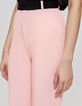 Rosa Damen-Zigarettenanzughose mit schwarzem G&uuml;rtel-4