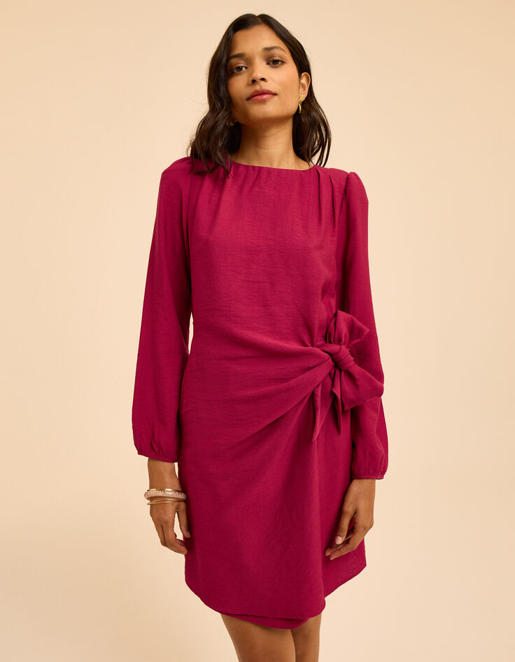 Roze jurk lange mouwen opzij te knopen I.Code-3 Roze jurk lange mouwen opzij te knopen I.Code-3