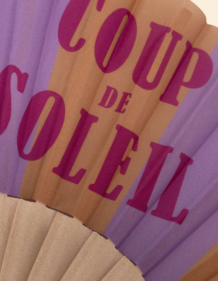 I.Code wooden fan with slogan and camel stripes-2