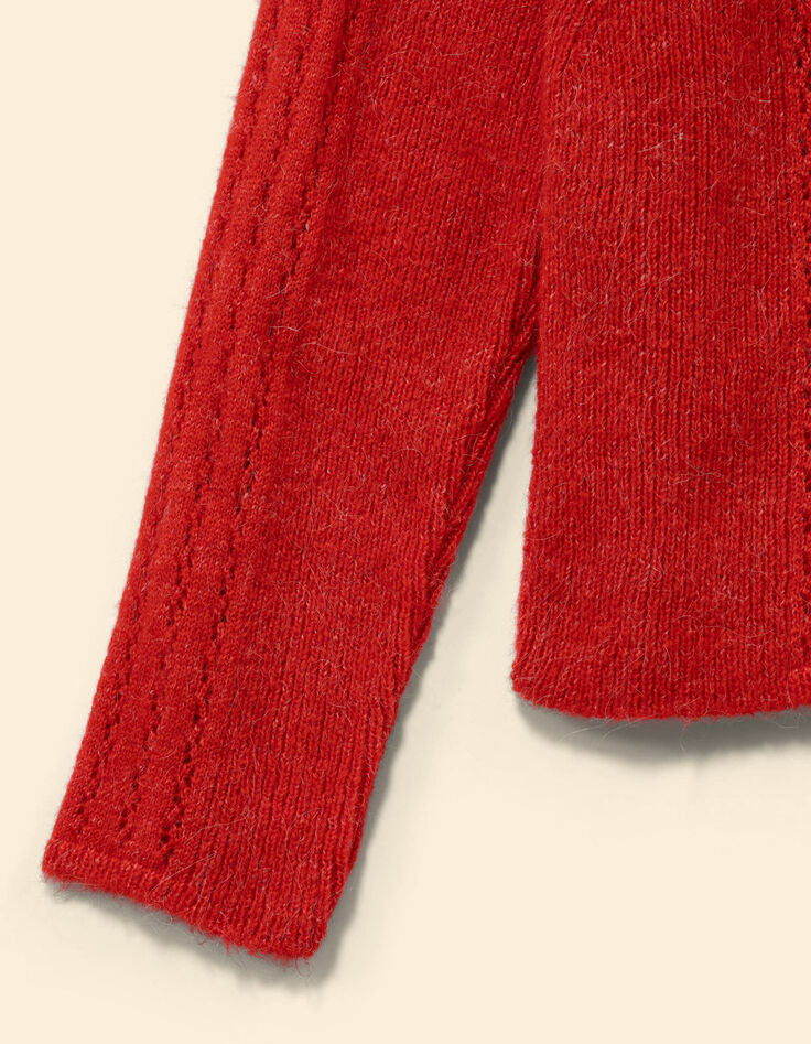 Orangener Strickpullover Schulterknöpfe I.Code-4