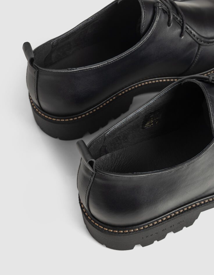 Schwarze Herren-Lederderbyschuhe mit Plateau-5