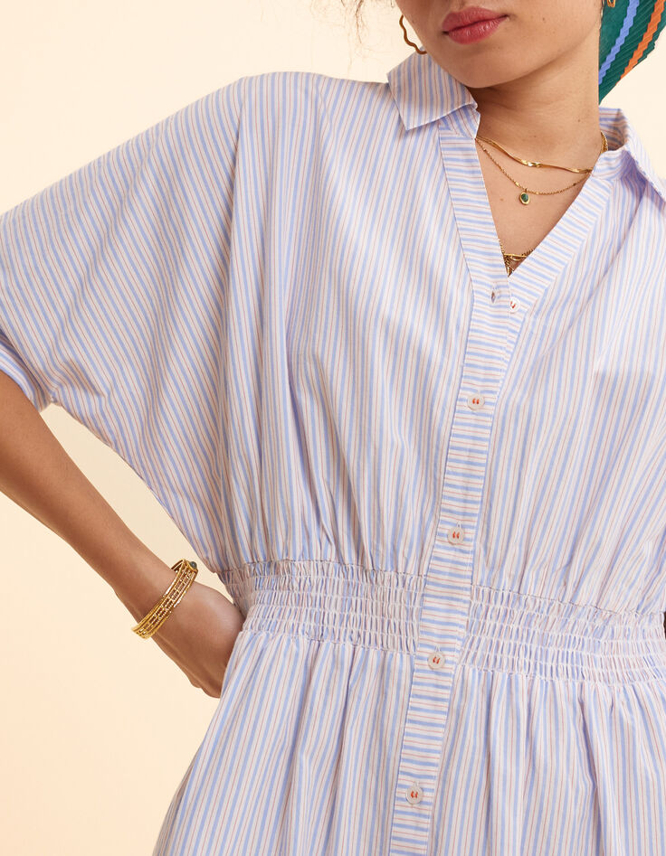 Witte hemdjurk cropped strepenmotief I.Code-4