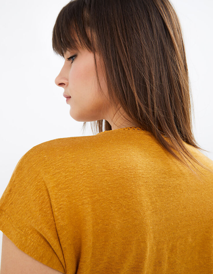 Tee-shirt sunflower en lin esprit cache-cœur I.Code-3