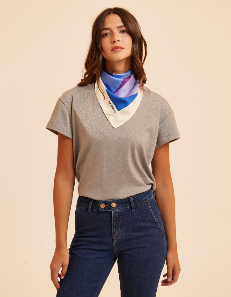 T-shirt gris maille métallisée I.Code-5