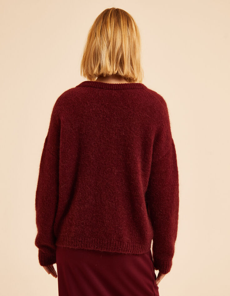 Jersey cuello V burdeos punto MARINE I.Code-5