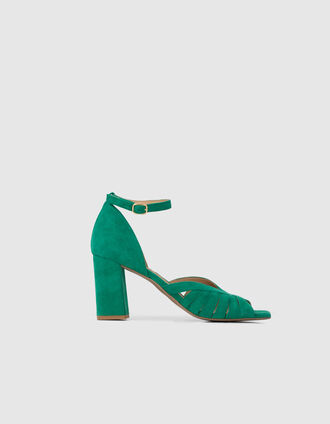 I.Code meadow green suede heeled sandals