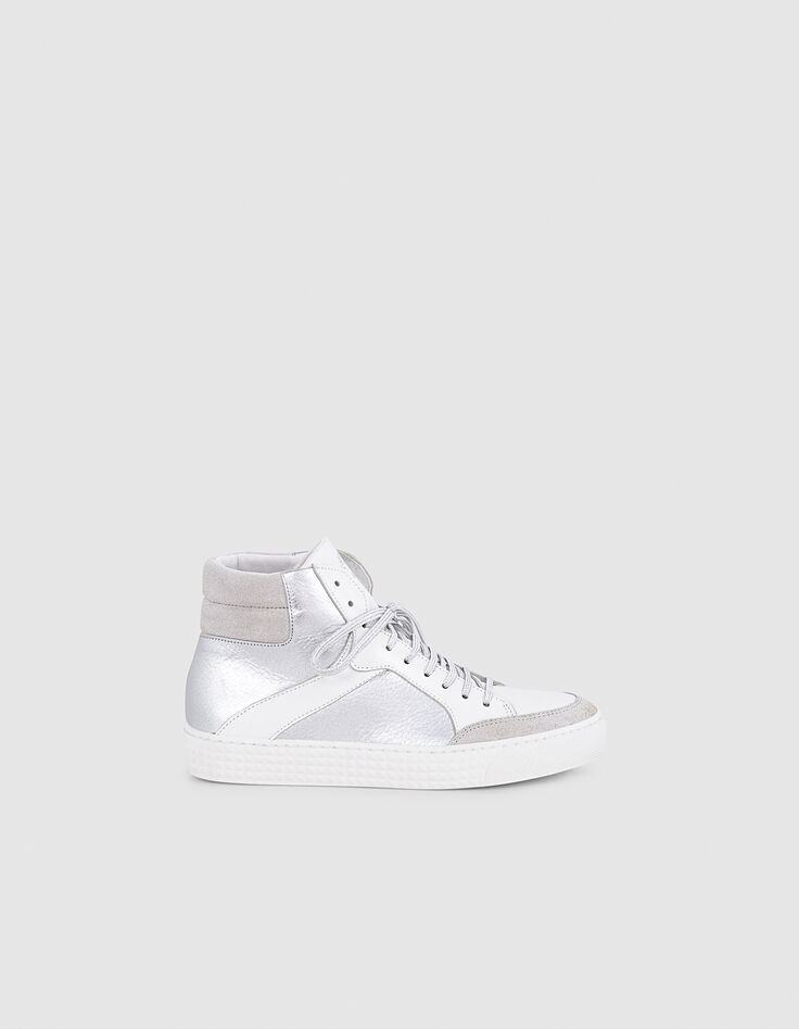 I.Code silver and white high-top trainers-3
