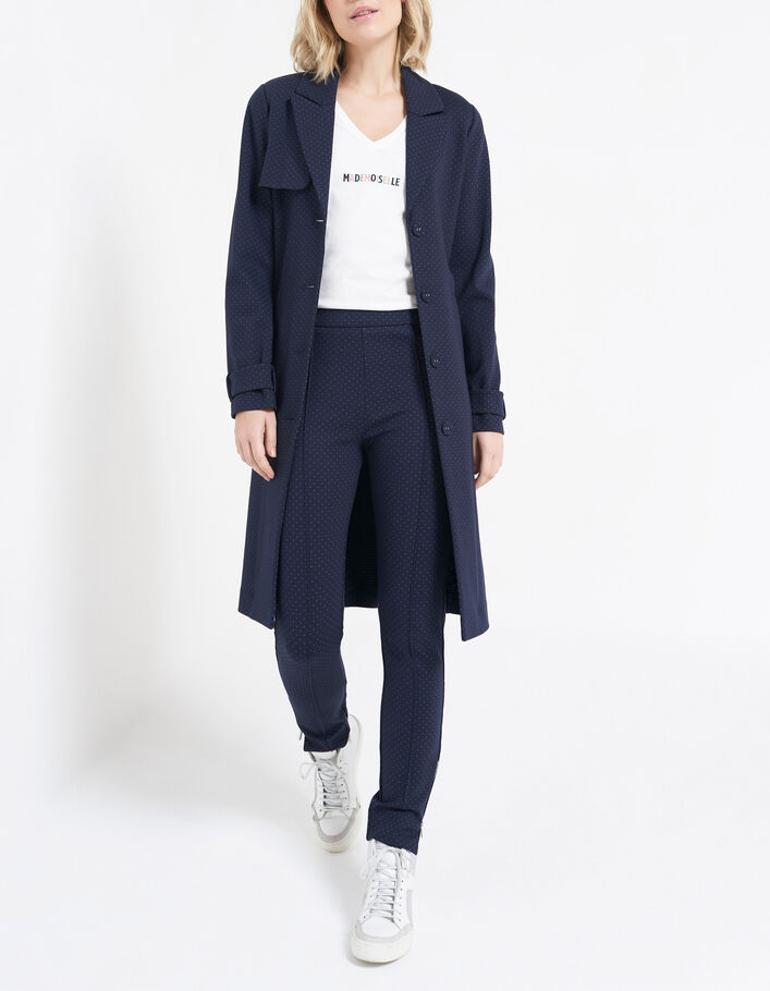 I.Code navy minimalist jacquard knit trench coat - I.CODE