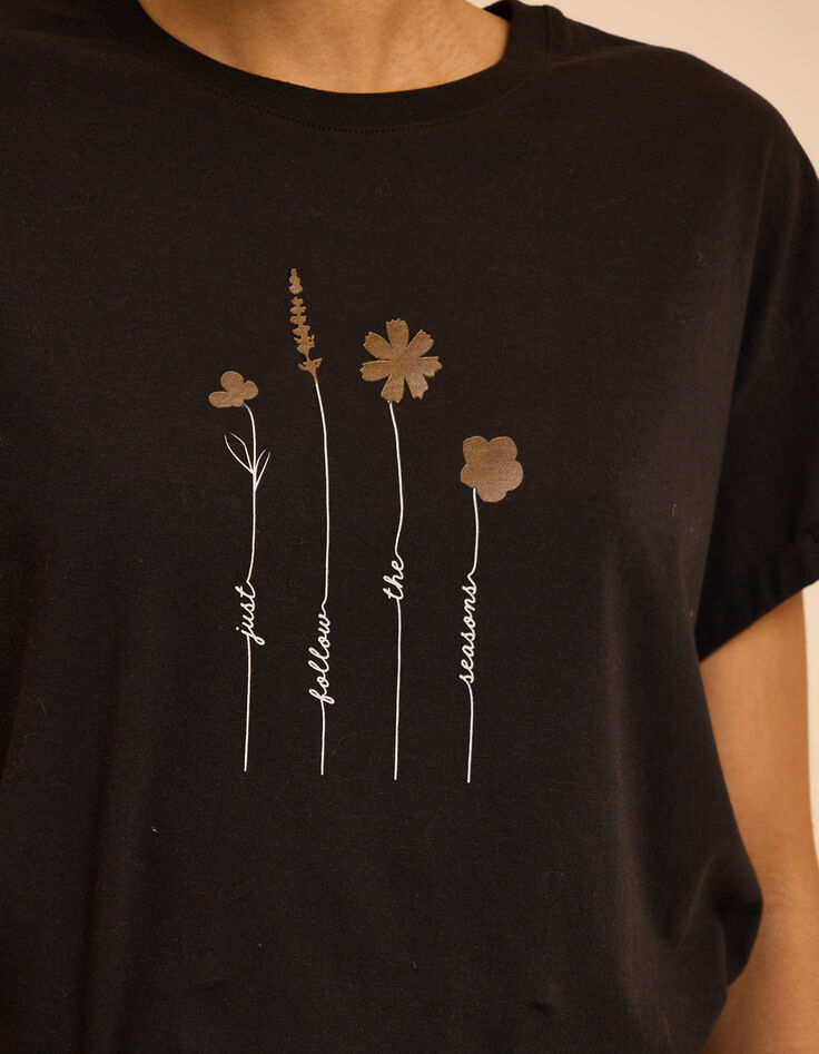 Camiseta manga corta negra flores I.Code-4 Camiseta manga corta negra flores I.Code-4