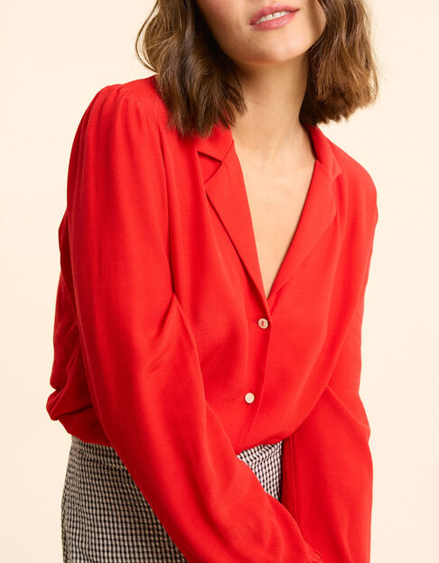 Vloeiende rode hemdblouse vlechtdetail I.Code