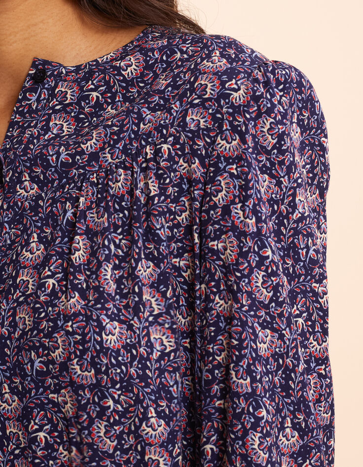 I.Code navy blouse with rock floral print-4