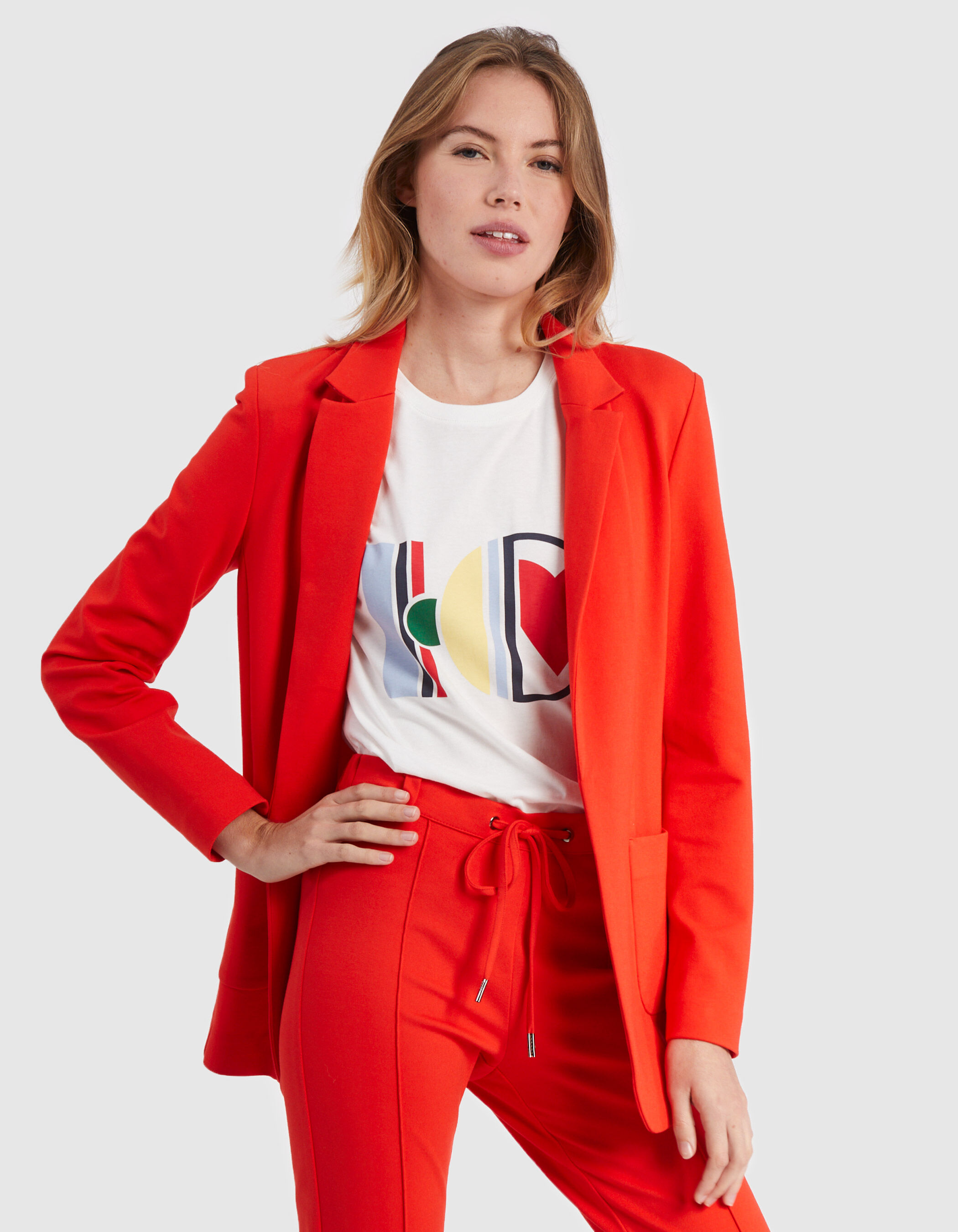 Crimson red blazer top
