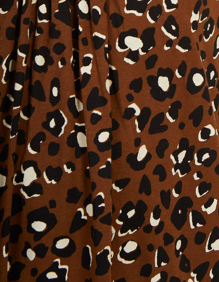 Camelbraunes, langes Kleid mit Leopardentupfen I.Code - I.CODE