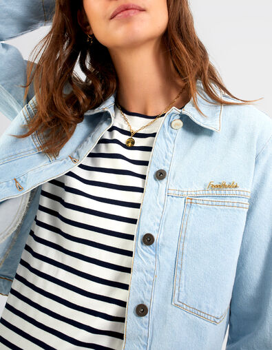 Blaue Jeansjacke mit goldfarbenem Pin I.Code - I.CODE