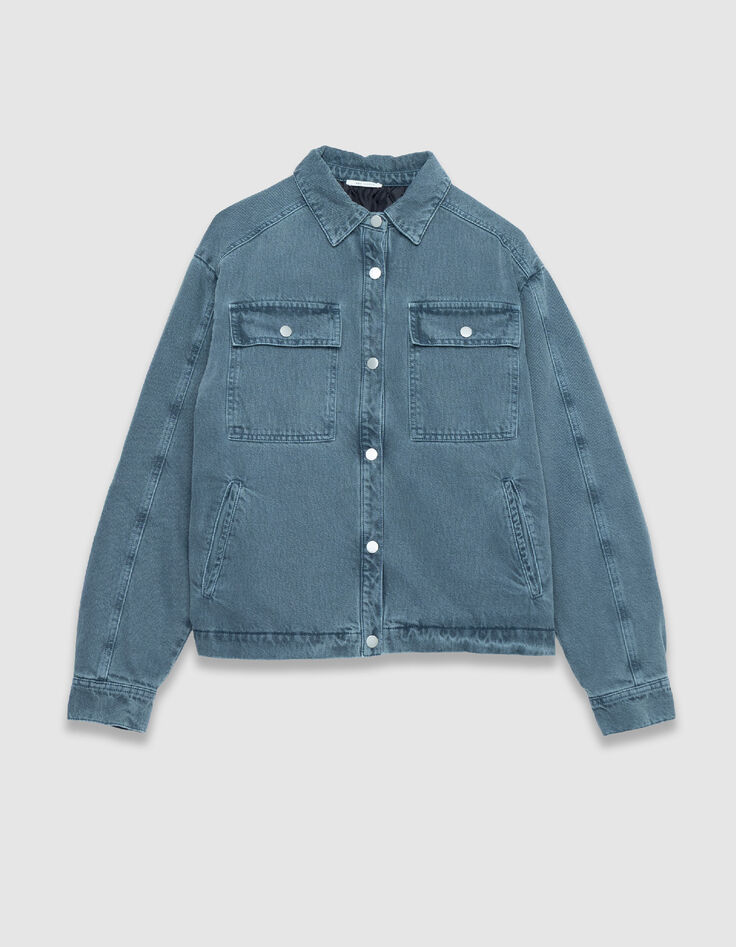 Blaue Jeansjacke in &Uuml;bergr&ouml;&szlig;e f&uuml;r Damen mit Steppjacke-7