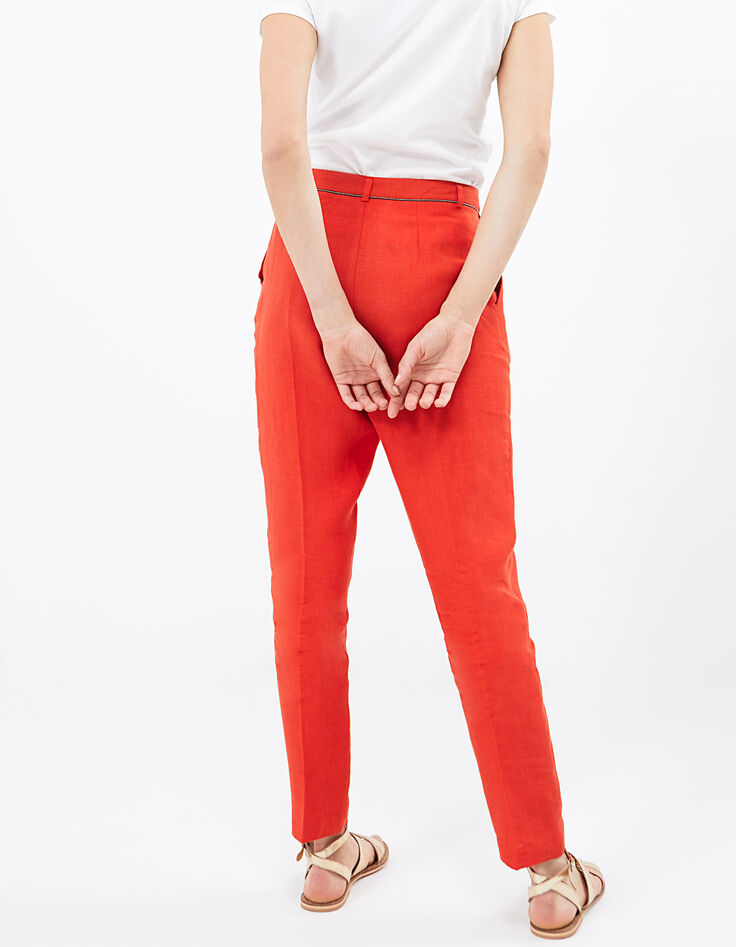 Pantalon carotte flamme en lin I.Code-3 Pantalon carotte flamme en lin I.Code-3