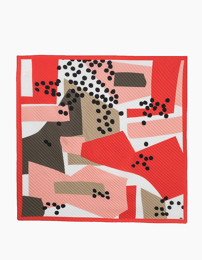 I.Code pleated pink scarf, geometric print - I.CODE