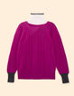 Magenta gebreide trui met twists I.Code x Lafrançaise-6