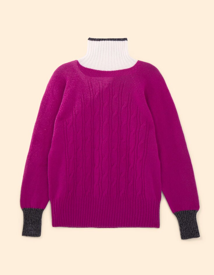 Magenta gebreide trui met twists I.Code x Lafrançaise-6 Magenta gebreide trui met twists I.Code x Lafrançaise-6