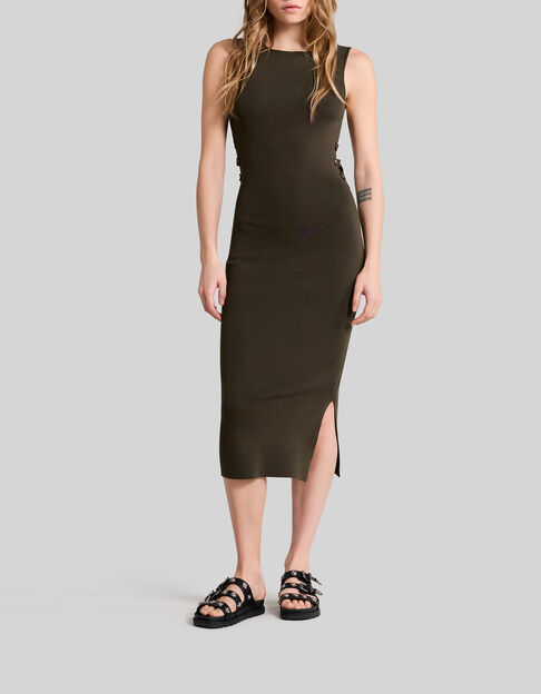 Khakifarbenes, figurbetontes Strickkleid f&uuml;r Damen - IKKS