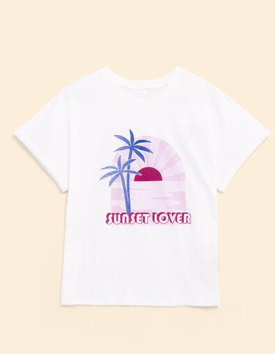 T-shirt manches courtes blanc coucher de soleil I.Code