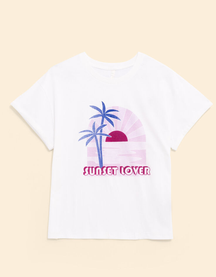 Tee-shirt manches courtes blanc coucher de soleil I.Code-6