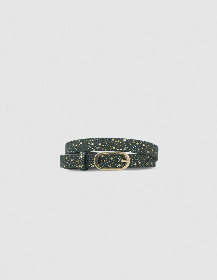 Empire Green Gürtel Veloursleder mit Gold-Muster I.Code-1