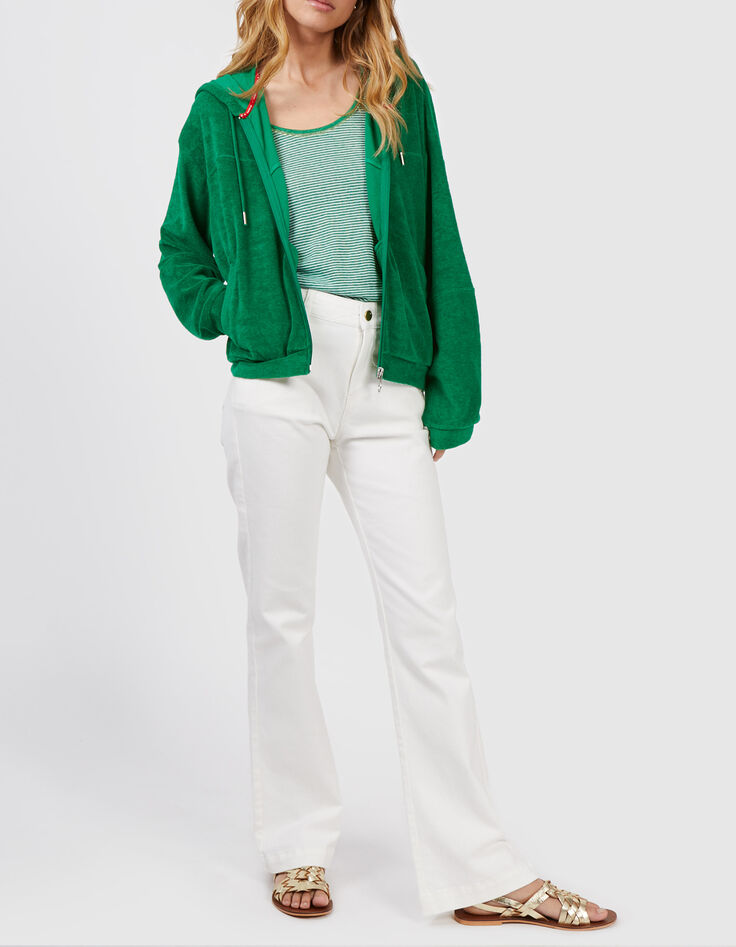 Cardigan vert prairie zipp&eacute; en &eacute;ponge I.Code-3