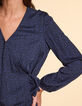 Marineblauwe blouse micro luipaardprint I.Code-5