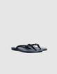 Flache Damen-Flip-Flops aus schwarzem Leder-4