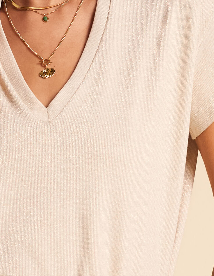 T-shirt beige Metallgewebe I.Code-3