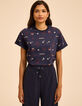 Schwarzes Kurzarm-T-Shirt blaues Wappen I.Code-3